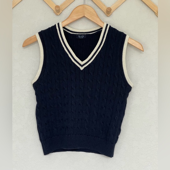 Tops - John Galt Brandy Melville Navy blue cable knit sweater vest